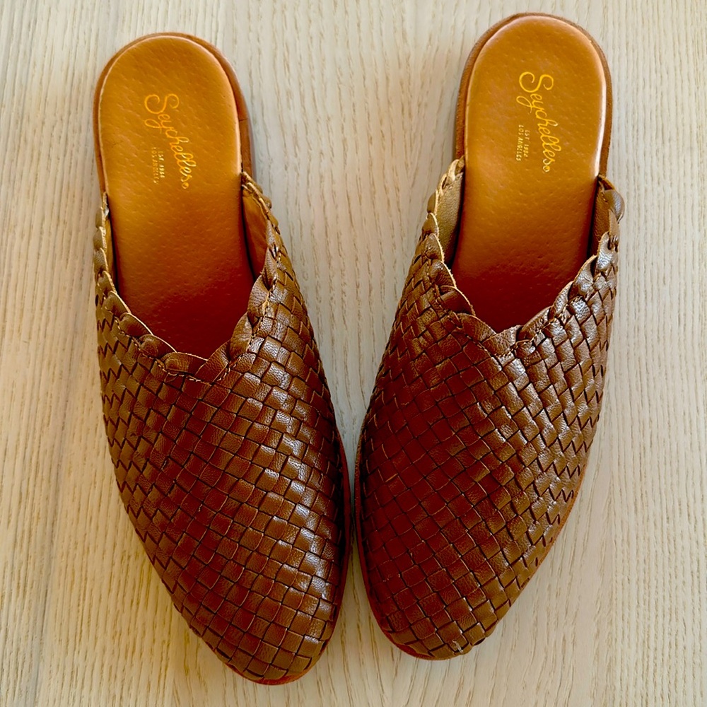 Seychelles Places To Go Mules Woven Leather Slip-On Brown 6  NWOT